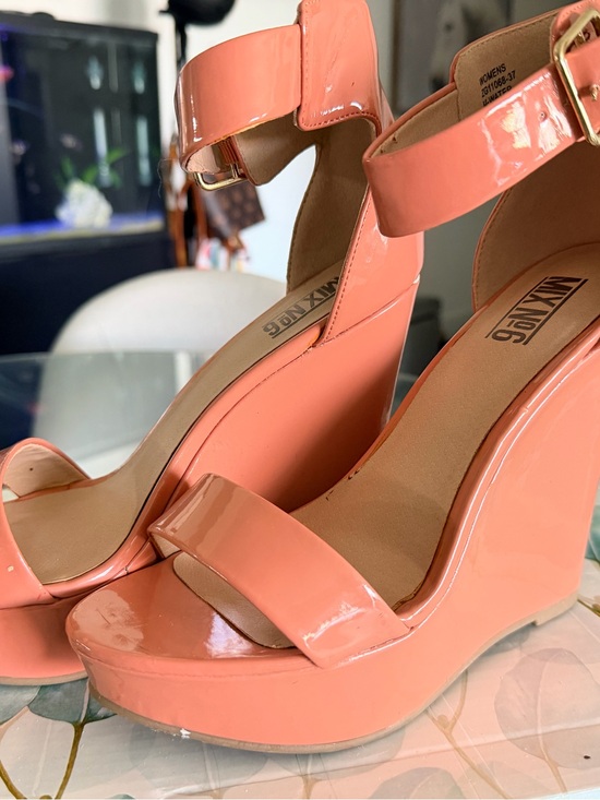 Windsor Smith Shoes - Windsor Smith Peach Patent Wedge Sandals